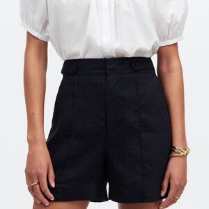 Madewell Linen Black Clean Tab shorts size 10